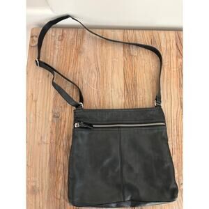 Margot Black Leather Crossbody Shoulder Bag Purse